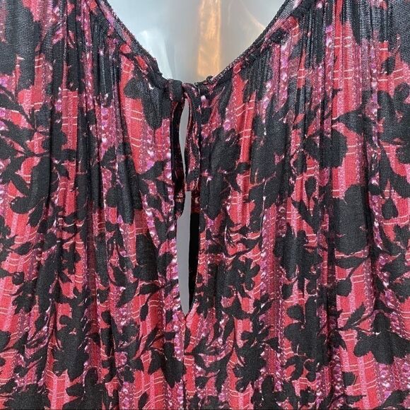 Free People Red Black Cold Shoulder Top - Picture 6 of 10